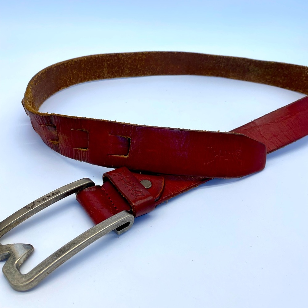 Red Texan belt. Cowboy belt leather vintage